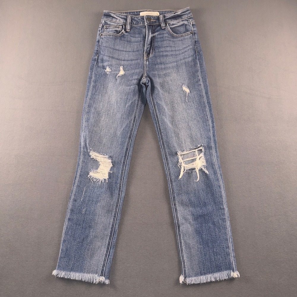 Hidden Jeans Distressed Straight Leg Raw Hem Denim HD1926M-M Blue Size 25